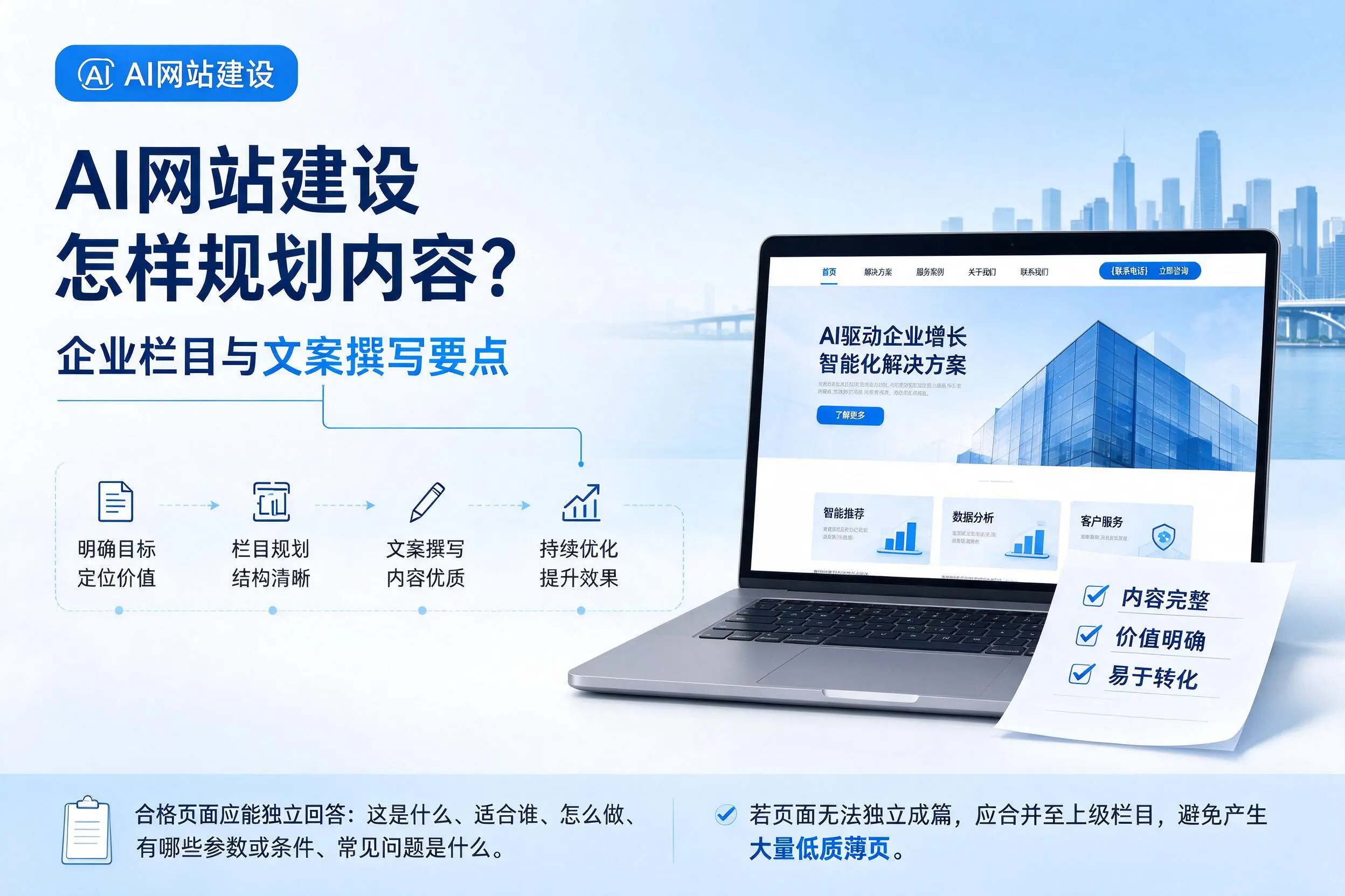 AI网站建设怎样规划内容？台州企业栏目与文案撰写要点